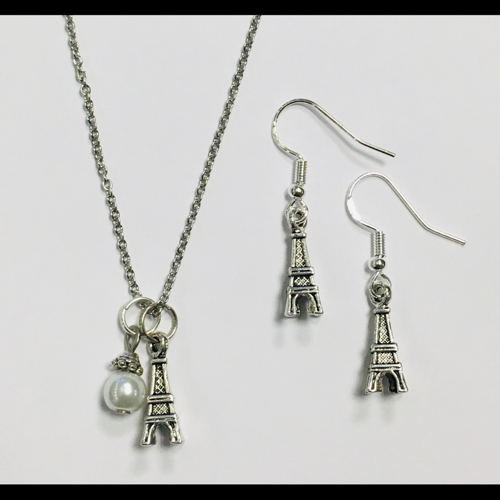 Eiffel Tower Paris Necklace and Earring Set